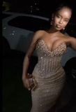 Luxury Pearls Prom Dresses Sweetheart Corset Mermaid Long Party Dress Sequin Graduations Gowns Evening Dress For Women HZ0311