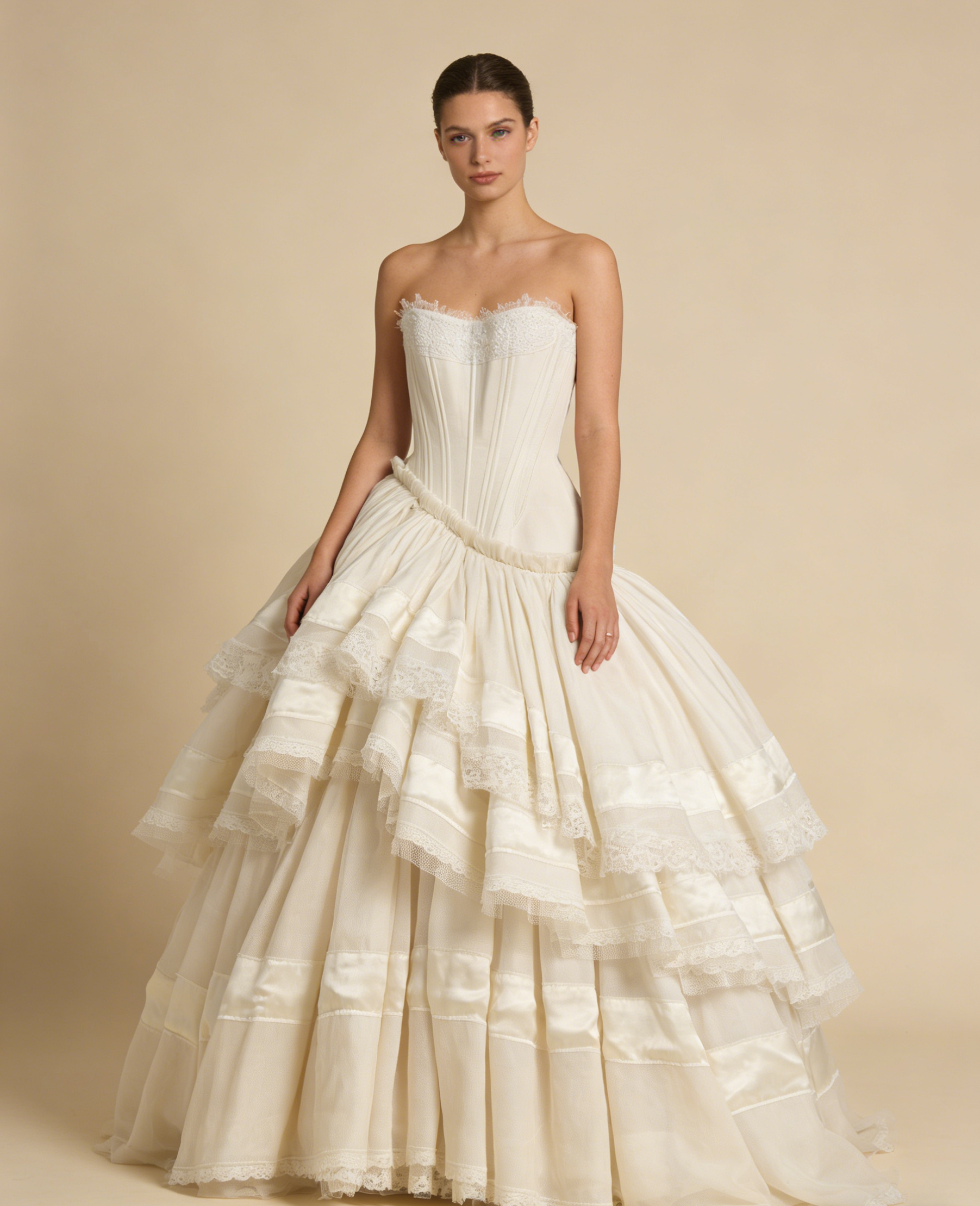 Strapless A-Line Lace Long Party Dress Vintage Wedding Dress Bridal Dress Prom Dress, HZ0427