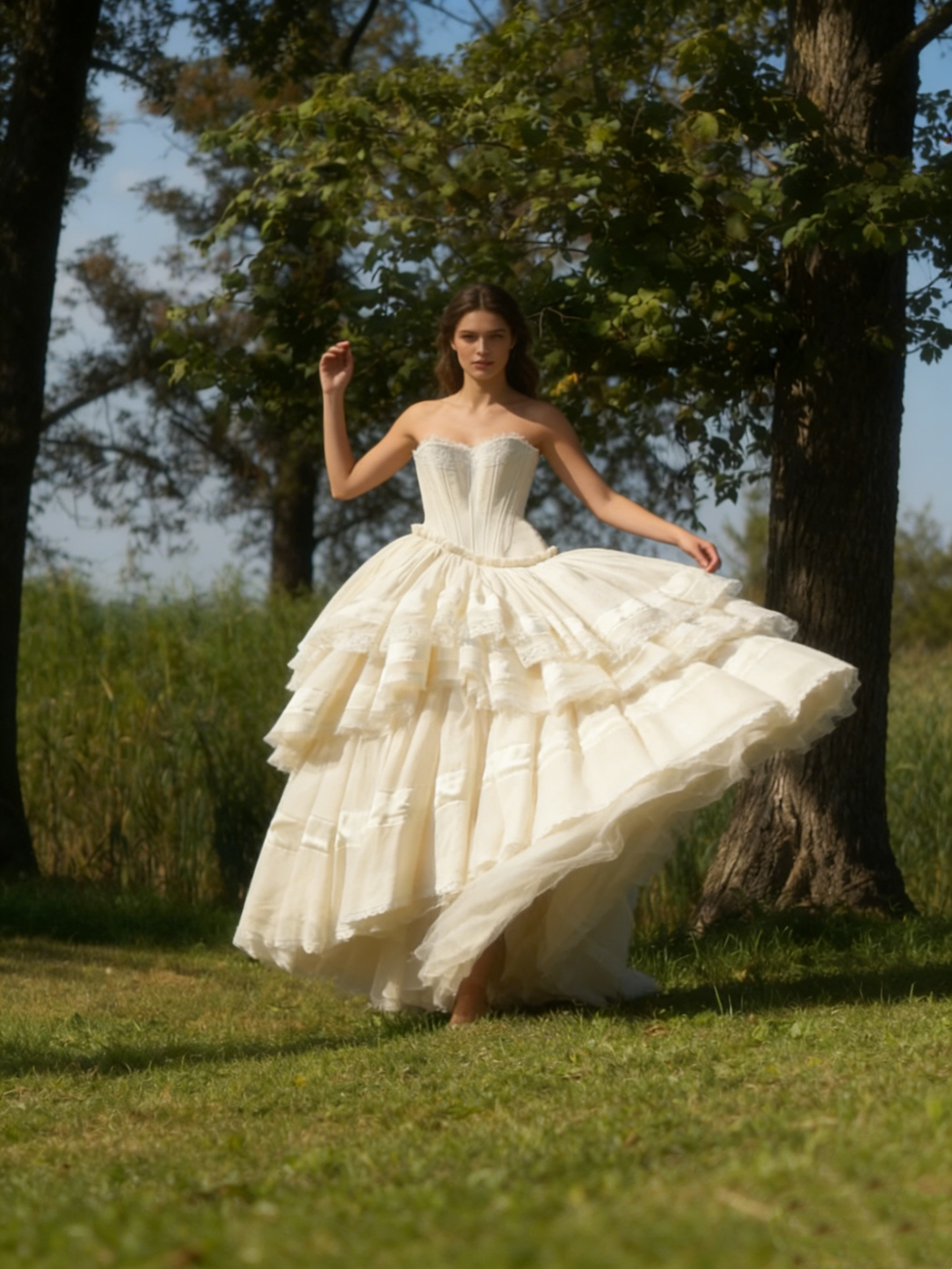 Strapless A-Line Lace Long Party Dress Vintage Wedding Dress Bridal Dress Prom Dress, HZ0427
