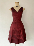 Vintage V Neck A-Line Short Party Dress Elegant Cocktail Dress, HZ0427