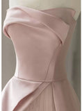 Charming A line Strapless Black Satin Pink Tulle Prom Dresses Vestidos De Dia HZ0311