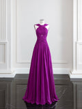 Modest Senior Prom Dresses High Schools Inspiration A line Halter Grape With Pleated Semi Formal Grad Long Prom Dress For Teens HZ0311