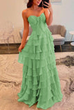Chiffon Fuchsia Sweetheart Tiered Ruffles Prom Dress with Multi Layers A line 2026 Formal Evening Gowns HZ0311