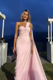 Sexy Mermaid Women's Evening Dresses Sleeveless Prom Gowns Customized One Shoulder Backless Applique HZ0311