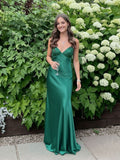 Blue Mermaid V-neck Beaded Back Tie Long Prom Dress Party Dresses For Women HZ0311