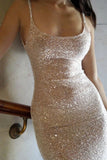 Simple Pink Mermaid Straps Sequin Prom Dresses With Split HZ0311
