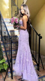 Classy Mermaid Strapless Tulle Lace Appliques Purple formal dresses Evening Prom Dresses HZ0311