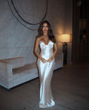 Classy Prom Dresses Inspiration Mermaid Halter White Backless Satin Long Semi Formal Dance Grad Prom Dress For Teens High Schools HZ0311