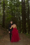 Modest Ball Gown Spaghetti Strap Burgundy Tulle Prom Dresses Inspo For Teens Formal Dress Party Outfits Prom Gowns HZ0311
