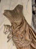 Charming Mermaid Sweetheart Champagne Satin Beaded Inspiration Long Prom Dresses Evening Party Dress Prom Gowns HZ0311