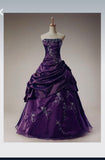 Vintage Ball Gown Strapless Grape Silver Beaded Long Quinceanera Dress Sweet 15 16 Dresses HZ0311