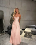 Unique Mermaid Spaghetti Straps Pink Chiffon For Teens Long Slit Evening Dresses Prom Dress HZ0311