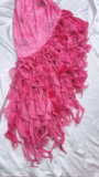Hot Pink Spaghetti Straps A-Line Ruffles Beaded Vintage Long Party Dresses, HZ0427