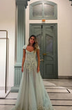 Fairy-tale A Line Exquisite Beaded Tulle Prom Dress Wedding Guest Dress Dinner Outfits Party Gowns HZ0311