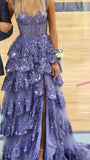 Sparkly Ball Gown Off The Shoulder With Lace Slit For High School Teens Girls Prom Dresses Sequin Long Formal Evening Party Gowns HZ0311