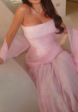 straight across sleeveless pleated a-line evening dress Prom Dress HZ0311