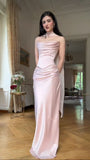 Elegant Mermaid Strapless Pink Satin Prom Dresses Inspiration Trending Evening Gowns Formal Party Prom Dress HZ0311