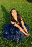Sparkly Ball Gown Off The Shoulder With Lace Slit For High School Teens Girls Prom Dresses Sequin Long Formal Evening Party Gowns HZ0311