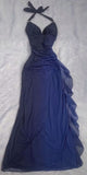 Elegant A line Halter Royal Blue Chiffon Ombre Evening Women Party Dresses Long Formal Prom Dresses 16 Birthday Gown HZ0311