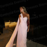 Sexy Mermaid Women's Evening Dresses Sleeveless Prom Gowns Customized One Shoulder Backless Applique HZ0311