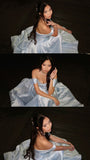 Unique A Line Off The Shoulder Light Sky Blue Satin Prom Dresses With Sleeves Formal Gown Inspo Evening Outfits HZ0311
