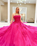 Unique Ball Gown Sweetheart Yellow Tulle with Lace Applique Evening Dresses Long Prom Dress HZ0311