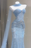 Shiny Prom Dress Sweetheart Pleated Tulle Mermaid Prom Gown Evening Dress Party Dress HZ0427