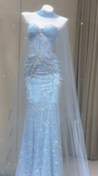 Shiny Prom Dress Sweetheart Pleated Tulle Mermaid Prom Gown Evening Dress Party Dress HZ0427