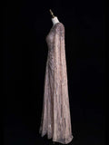 Sparkly A Line V Neckline Pink Sequined Beaded Bodice Long Prom Dress Evening Outfits Formal Dress HZ0311
