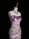 Cute Ball Gown Strapless Pink Lace Long Prom Dress Evening Outfits Semi Formal Dress HZ0311