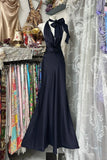Elegant Mermaid V Neck Black Satin Long Prom Dresses For Teens Evening Outfits Formal Dress HZ0311