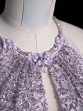 Elegant A line Halter Grey Sequin Long Prom Dresses For Teens Evening Outfits Formal Dress HZ0311