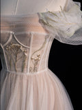 Modest Ball Gown Off The Shoulder Champagne Long Prom Dresses For High School Teens Girls Formal Bridesmaid Dress HZ0311
