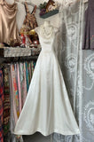 Elegant A line Halter White Satin Long Prom Dresses For Teens Evening Outfits Formal Dress HZ0311