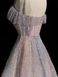 Princess Ball Gown Spaghetti Strap Dusty Blue Sequin Spring Inspiration Long Prom Dresses HZ0311