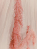 Elegant Ball Gown Spaghetti Strap Pink Tulle Inspiration Long Prom Dresses HZ0311