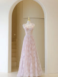 Elegant Ball Gown Lace Pink Tulle Prom Dress Charming Evening Party Gowns Fashion Wedding Guest Dress HZ0311