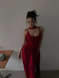 Unique Mermaid Spaghetti Strap Bright Red With Scarf Long Prom Dresses Inspiration Prom Gowns Formal Prom Dress HZ0311