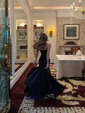 Unique Mermaid Strapless Black Satin With Ruffles Prom Dress Long Birthday Party Gown Evening Dresses HZ0311