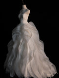 Dream Ball Gown Sweetheart Wedding Dresses Tulle White With Pleated Layers Vintage Brides Dress Long Bridal Gowns HZ0311