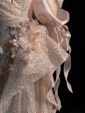 Elegant Mermaid Off The Shoulder Blush Pink Sequin With Corset Back Fitted Long Evening Dresses Semi Prom Formal Gown HZ0311