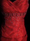 Retro Classy Mermaid Sweetheart With Straps 1950s Burgundy Satin Pleated Long Prom Dresses Formal Gowns HZ0311