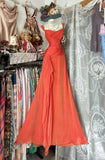 Modest Mermaid Orange Straps Chiffon Long Prom Dresses Party Dress 21st Birthday Outfits Graduation Gown HZ0311