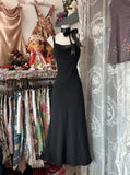 Retro Classy Mermaid Spaghetti Strap Black 1950s Chiffon Long Prom Dresses Formal Gowns HZ0311