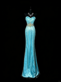 Vintage 2000s Mermaid Sweetheart Sleeveless With Silver Beadings Long Prom Dresses Evening Outfits Formal Dress HZ0311