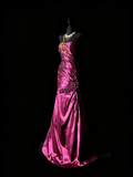 Stunning Mermaid One Shoulder Fuchsia Satin Backless Satin Long Prom Dresses Evening Outfits Formal Dress HZ0311