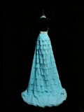Princess A line Halter Blue Chiffon Tiered Ruffles Long Prom Dresses Evening Outfits Formal Dress HZ0311