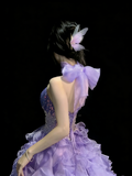Princess Ball Gown Sweetheart Lilac Corset Fitted Back Tiered Ruffles Long Prom Dresses Evening Outfits Formal Dress HZ0311