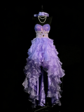 Princess Ball Gown Sweetheart Lilac Corset Fitted Back Tiered Ruffles Long Prom Dresses Evening Outfits Formal Dress HZ0311