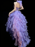 Princess Ball Gown Sweetheart Lilac Corset Fitted Back Tiered Ruffles Long Prom Dresses Evening Outfits Formal Dress HZ0311
